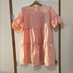 Feminine Coral Tiered Dress